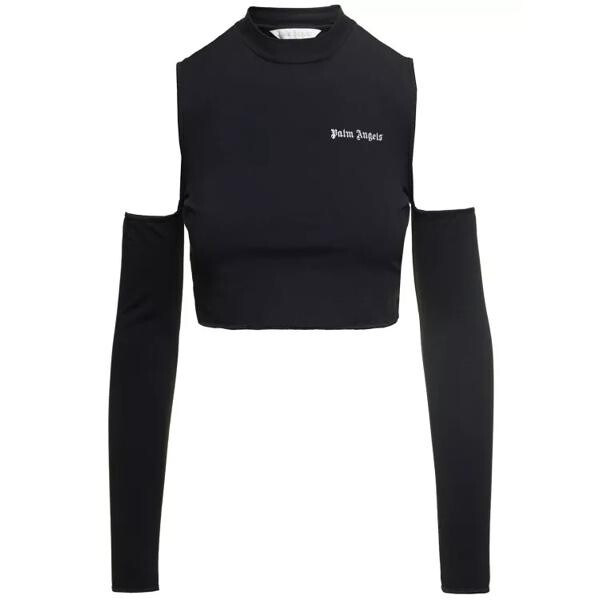 

Футболка logo cutout mockneck top long sleeves Palm Angels, черный