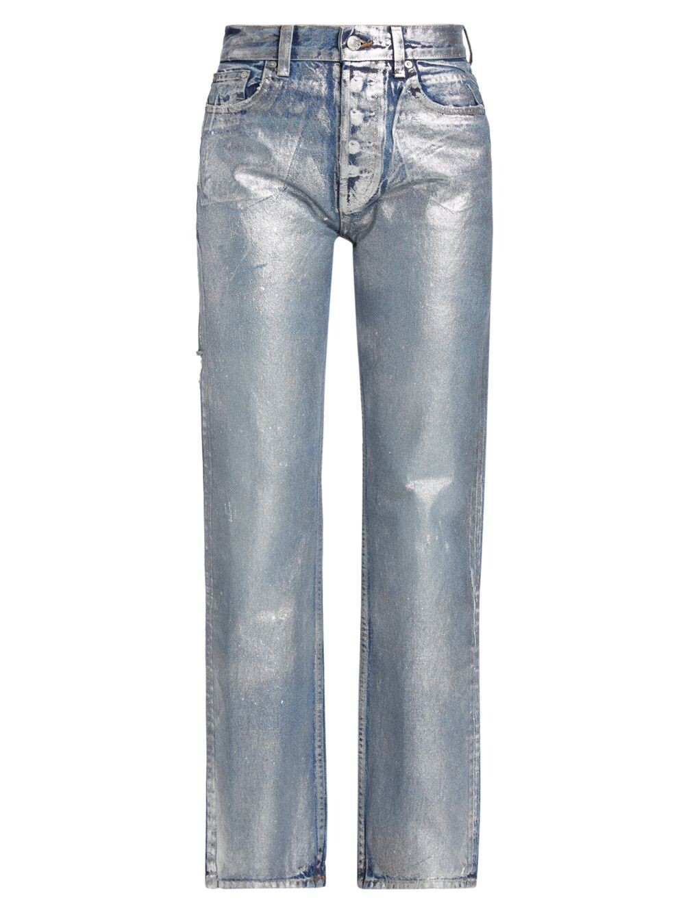 

Джинсы прямого кроя с высокой посадкой из фольги EB Denim, серебряный
