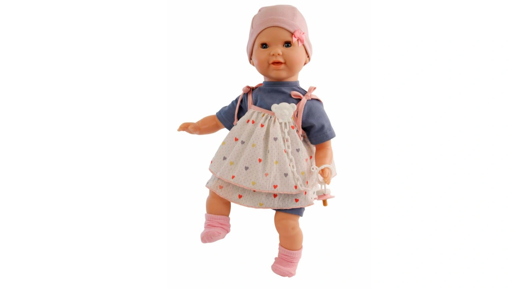 Schildkroet-Puppen Соска-пустышка baby Lenchen 37 см, роспись волос, голубые спящие глаза, одежда синий/белый/розовый