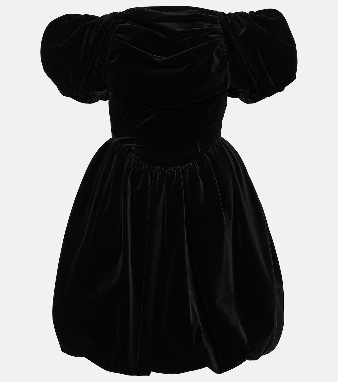 повседневное платье с оборками simone rocha Бархатное мини-платье с открытыми плечами Simone Rocha, черный