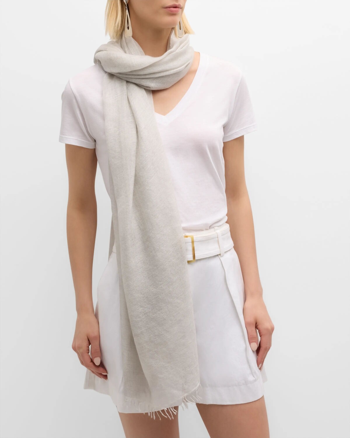 

Шарф из кашемира и шелка с бахромой Faliero Sarti, цвет Soft Grey
