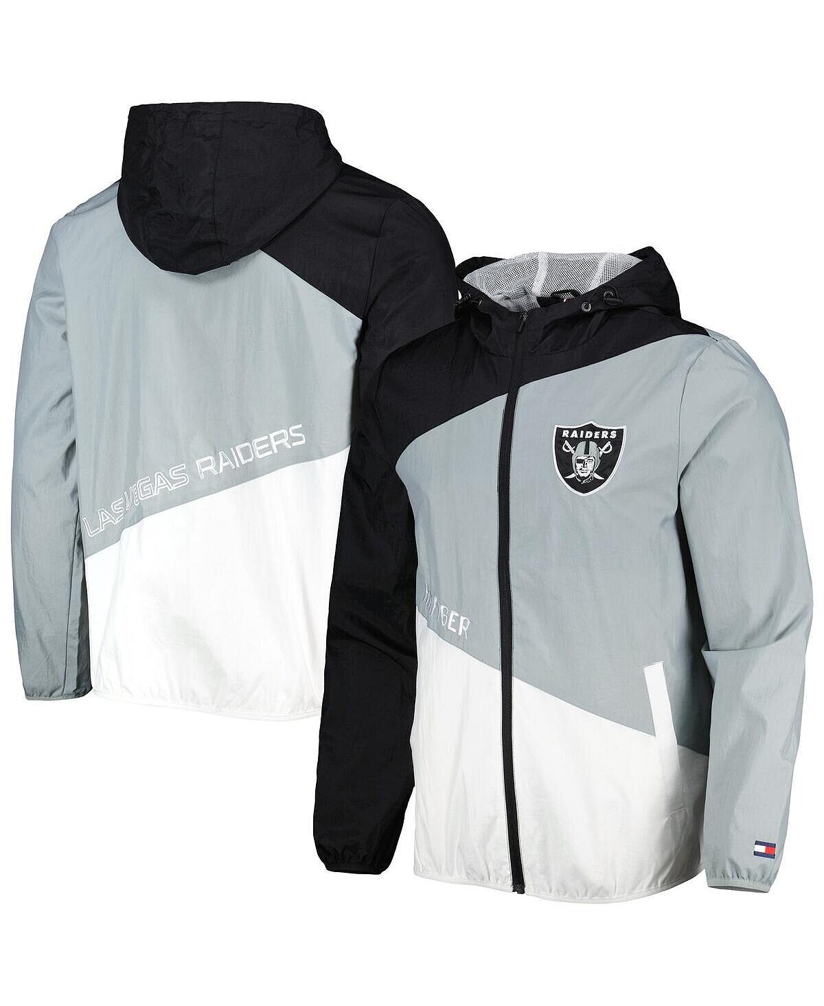 

Мужская черная, серебристая куртка с молнией во всю длину Las Vegas Raiders Bill Tommy Hilfiger, Черный