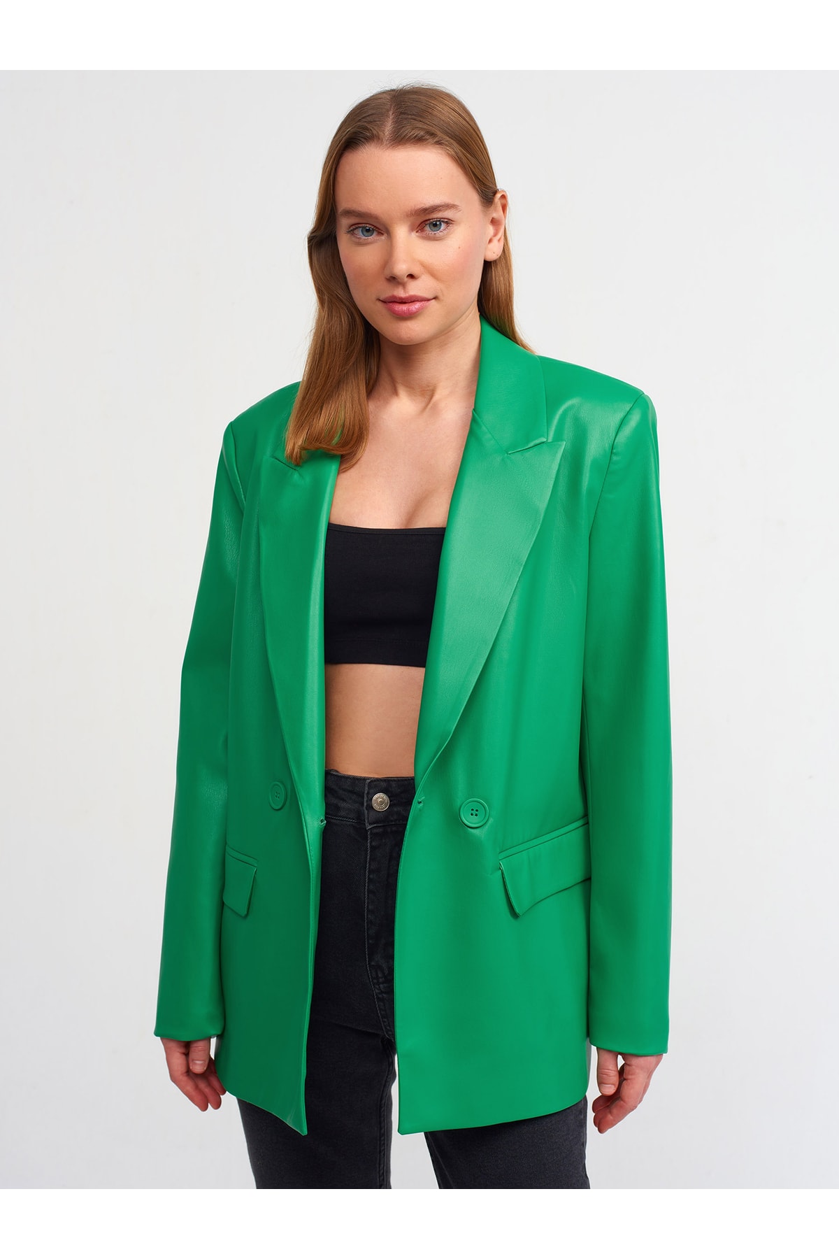 Куртка из искусственной кожи-зеленый Dilvin куртка приталенная из кожи мутона video s зеленый