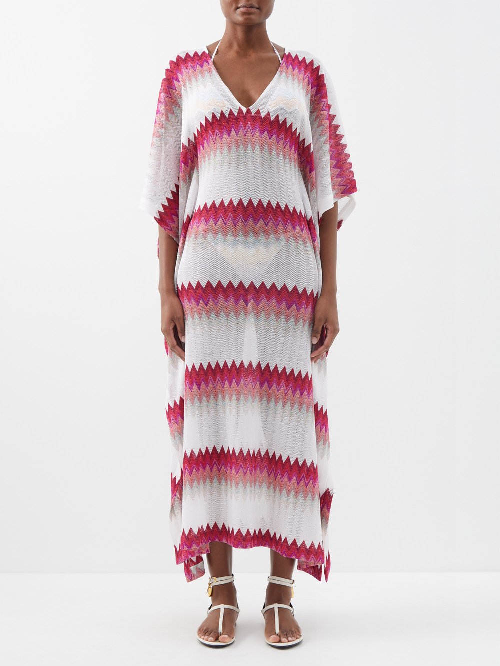 

Кафтан крючком зигзагообразной вязки. Missoni, белый