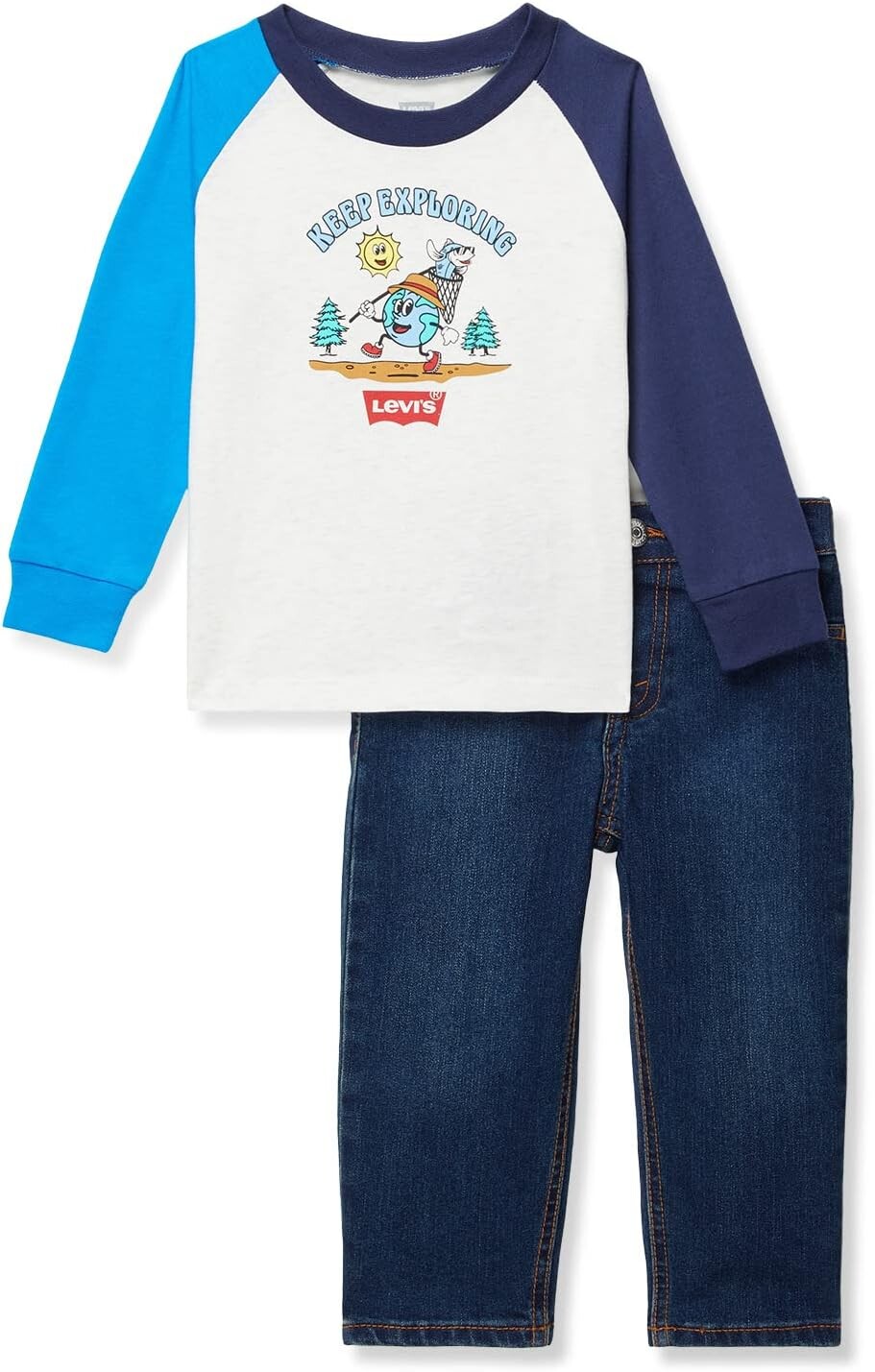 

Детский набор Levi'S Keep Exploring Denim Set, цвет Antique White Heather