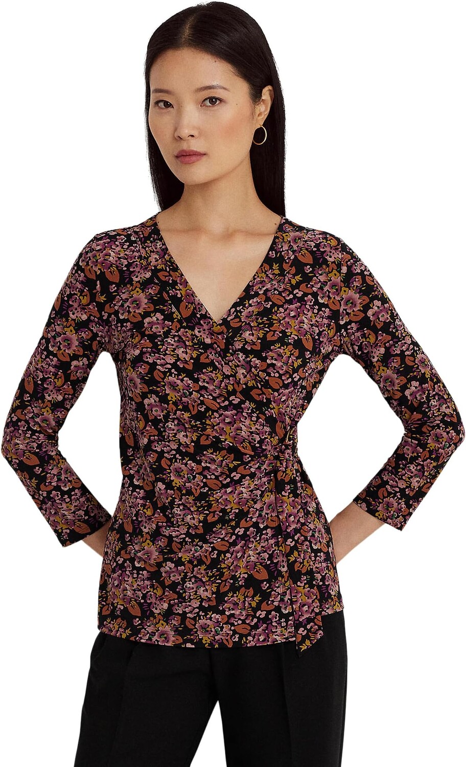 

Топ из эластичного джерси с цветочным принтом LAUREN Ralph Lauren, цвет Lavender/Orange/Multi