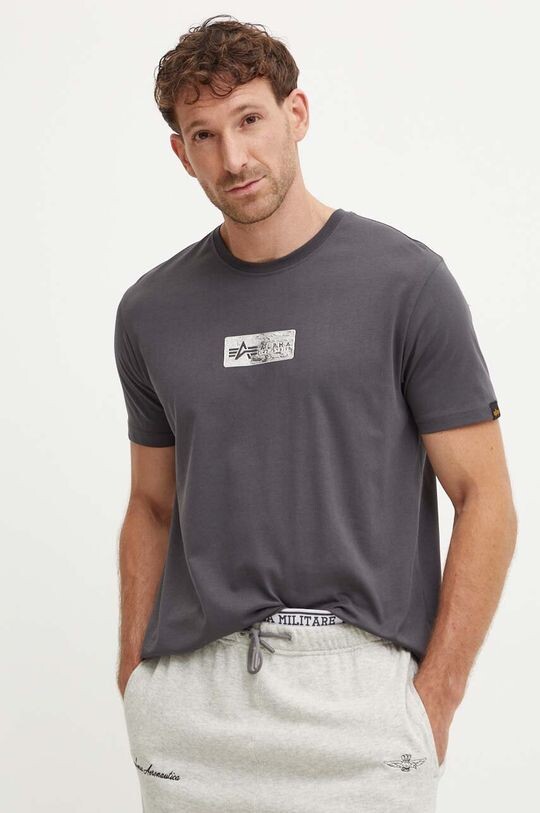 

Хлопковая футболка Alpha Industries, серый