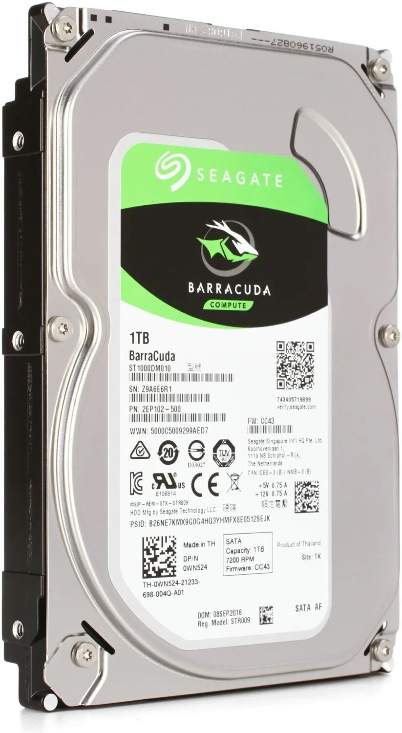

Seagate BarraCuda — 3,5-дюймовый жесткий диск для настольных ПК, 1 ТБ, 7200 об/мин