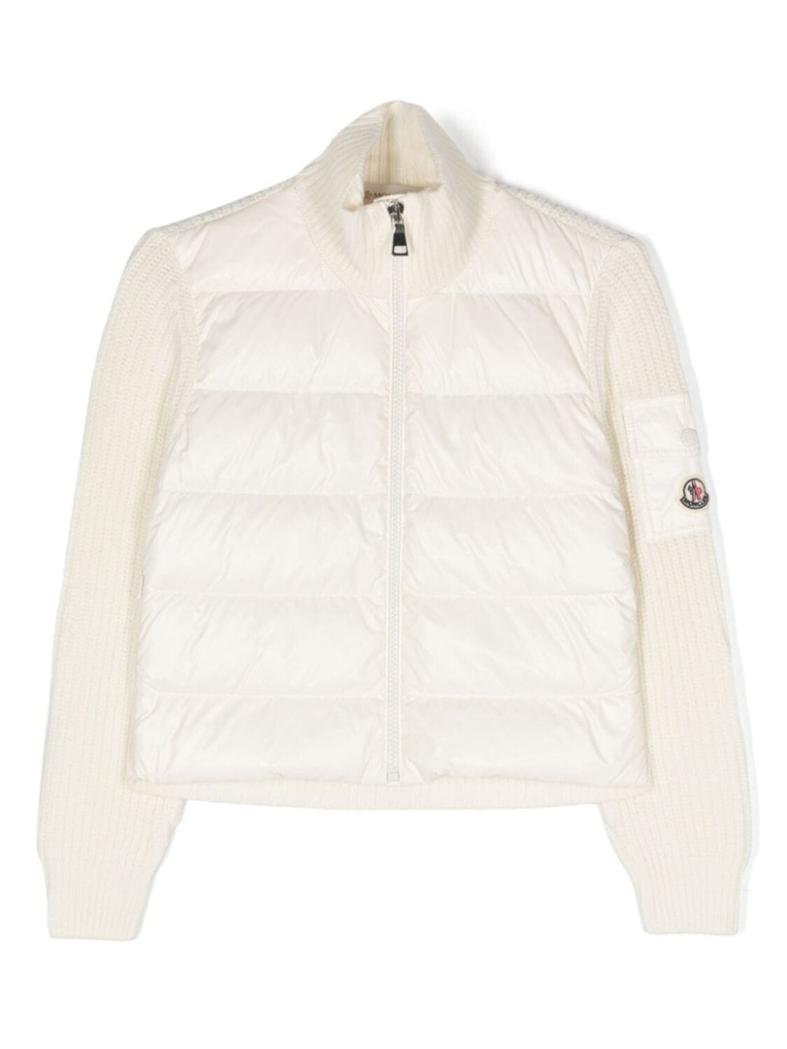 

Moncler Enfant logo-patch panelled bomber jacket, белый