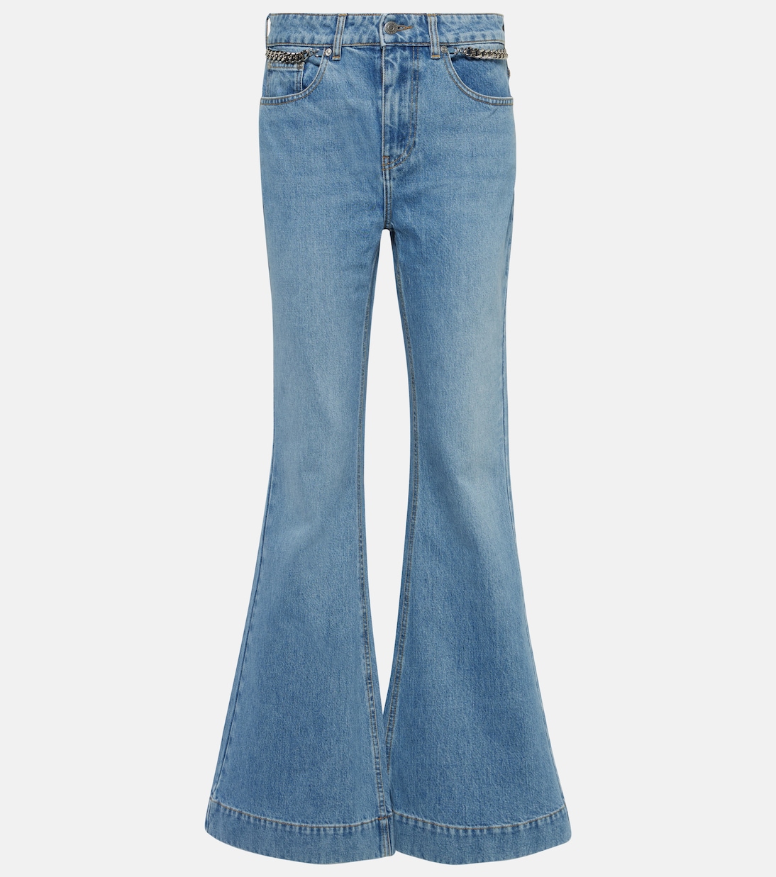 Расклешенные джинсы с высокой посадкой Stella Mccartney, синий расклешенные джинсы с высокой посадкой stella mccartney синий