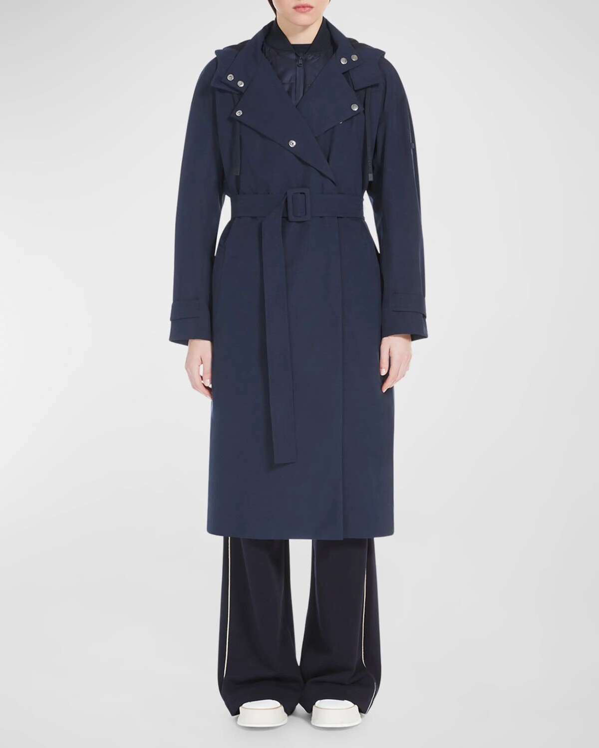 

Плащ Carter с поясом и капюшоном Max Mara Leisure, цвет Midnightblue