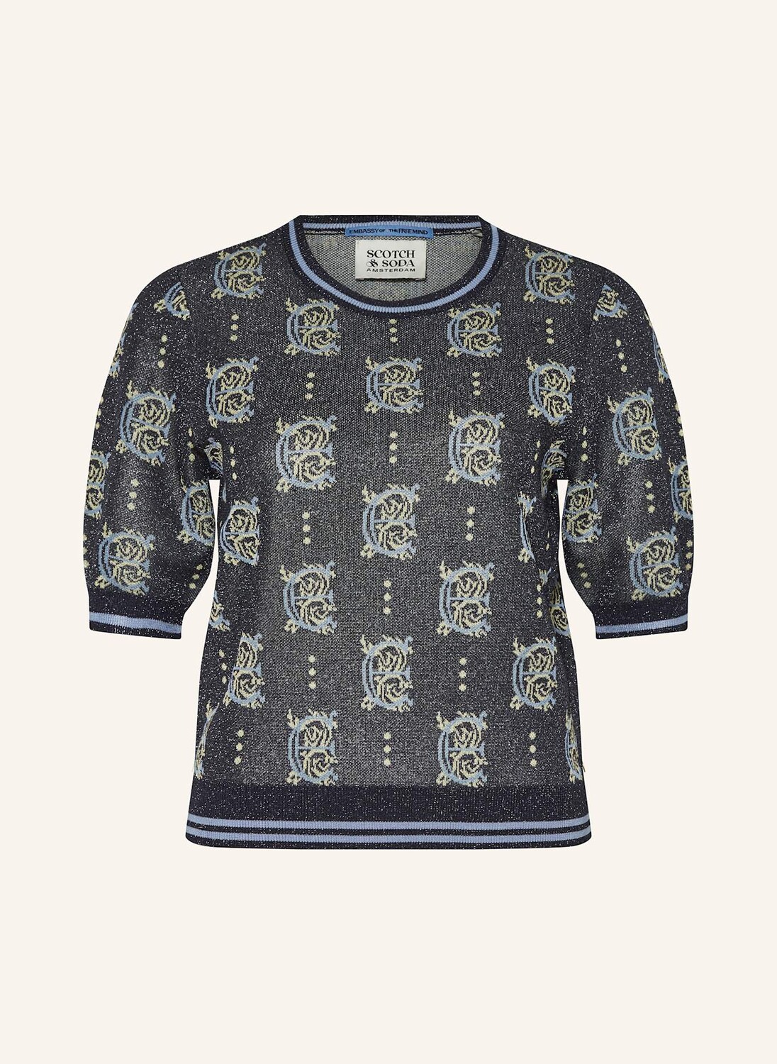 

Вязаная рубашка из блестящей пряжи Scotch & Soda, синий