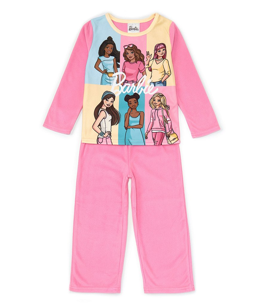 Komar Kids Пижама Барби с длинными рукавами для маленьких и больших девочек 4–10 лет, футболка и штаны, комплект из двух предметов, розовый
