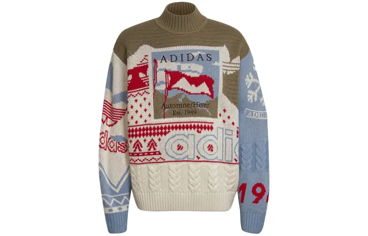

Рождественский джемпер унисекс Adidas Originals, полуводолазка, разноцветный