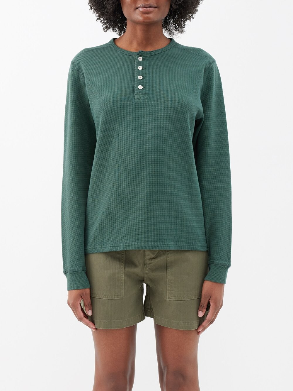 

Хлопковый топ dakota вафельной вязки henley Fortela, зеленый