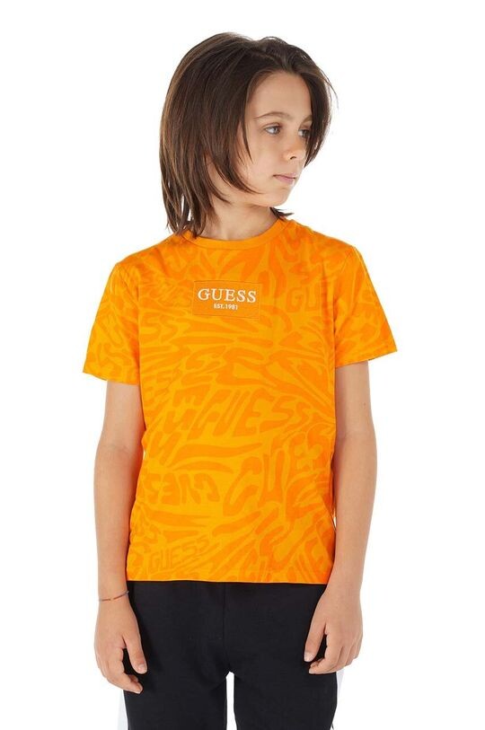 

Хлопковая футболка для детей Guess, оранжевый