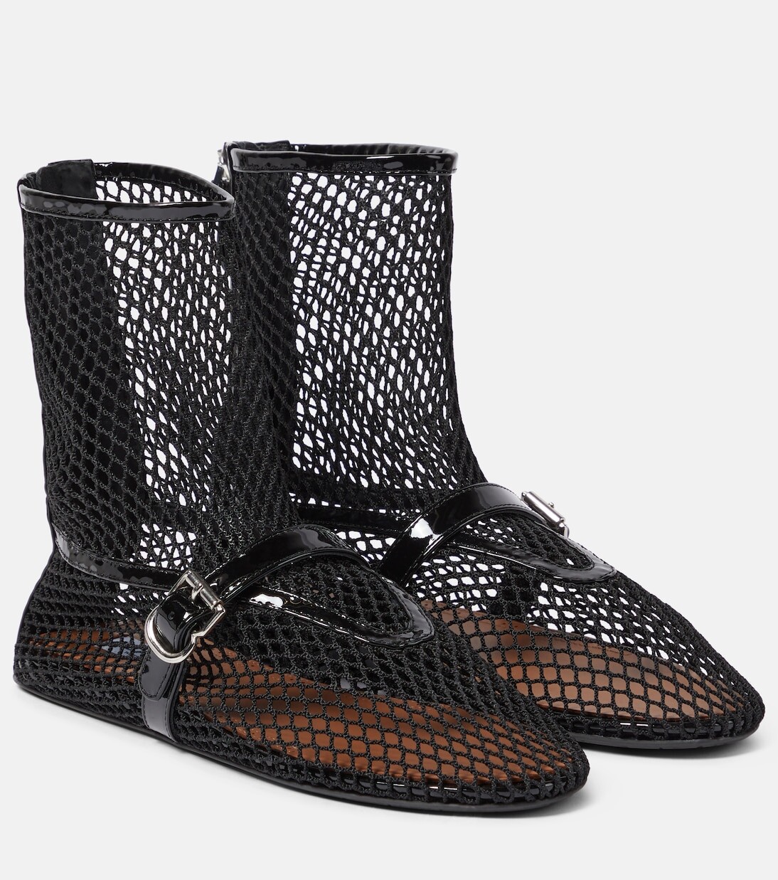 

Ботильоны с кожаной отделкой в сеточку Alaïa, черный