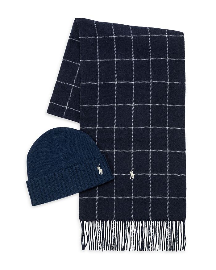 

Подарочный набор шапки и шарфа с манжетами Polo Ralph Lauren, синий