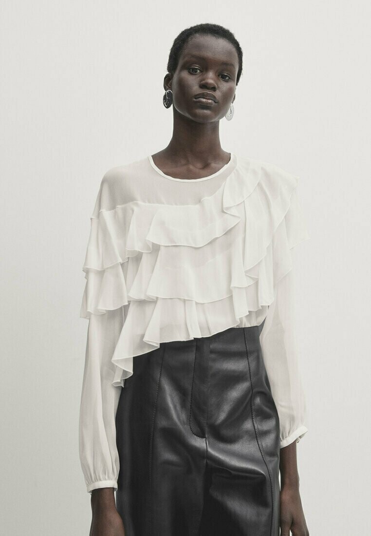 

Блузка Massimo Dutti STUDIO-струящаяся с рюшами, белый