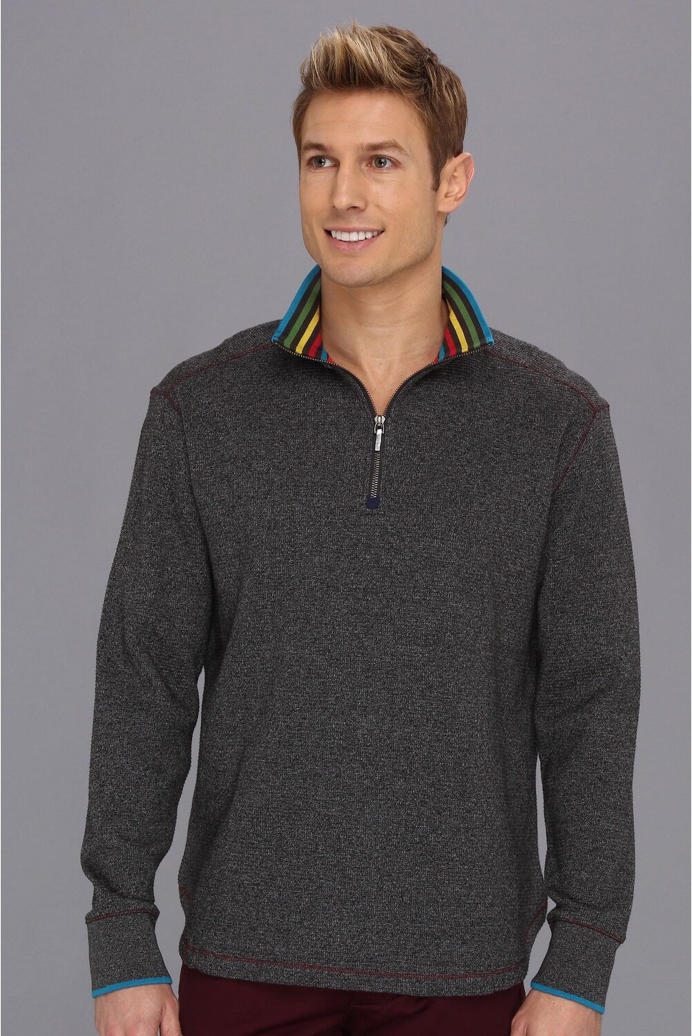 

Свитер Robert Graham Eli 1/4 Zip Mock Neck Pullover, угольный