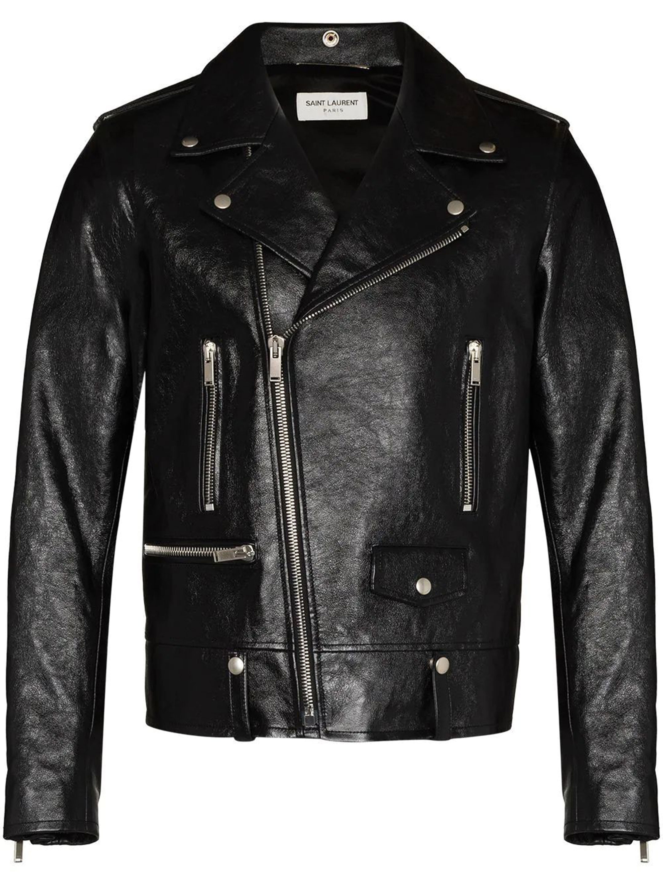 Куртка Saint Laurent Leather biker, черный куртка кожаная zara leather biker черный