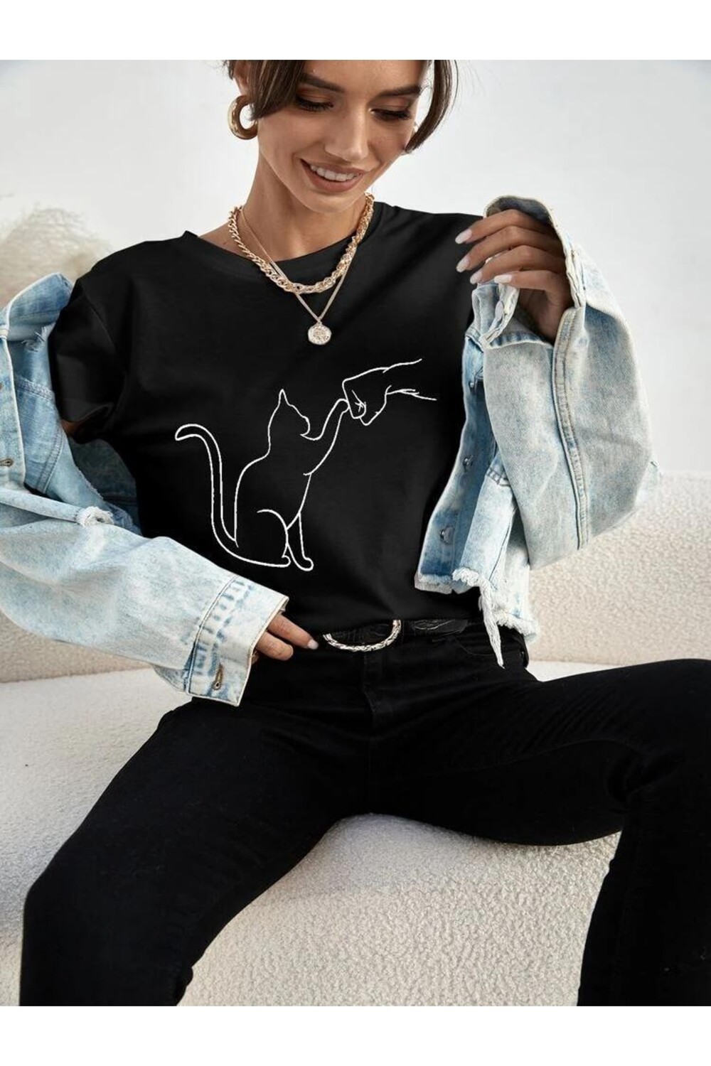 

Футболка унисекс с принтом Lover Cat MOONBULL, черный