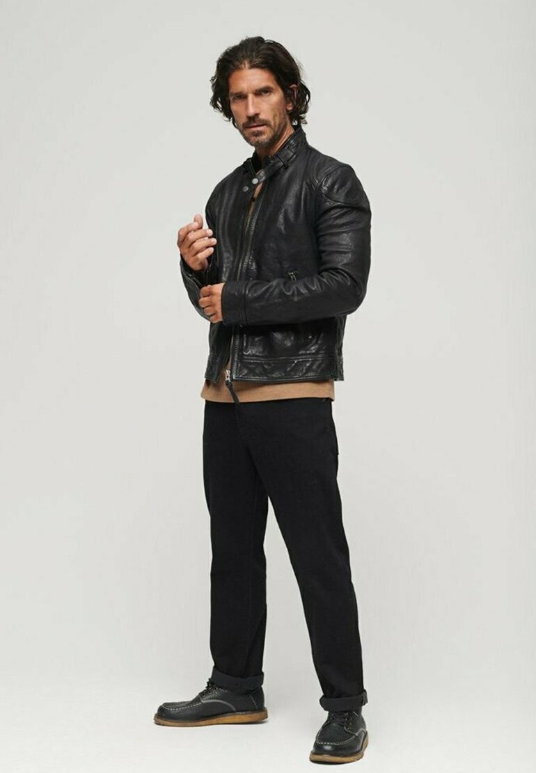 

Кожаная куртка RACER Superdry, цвет cow indie black