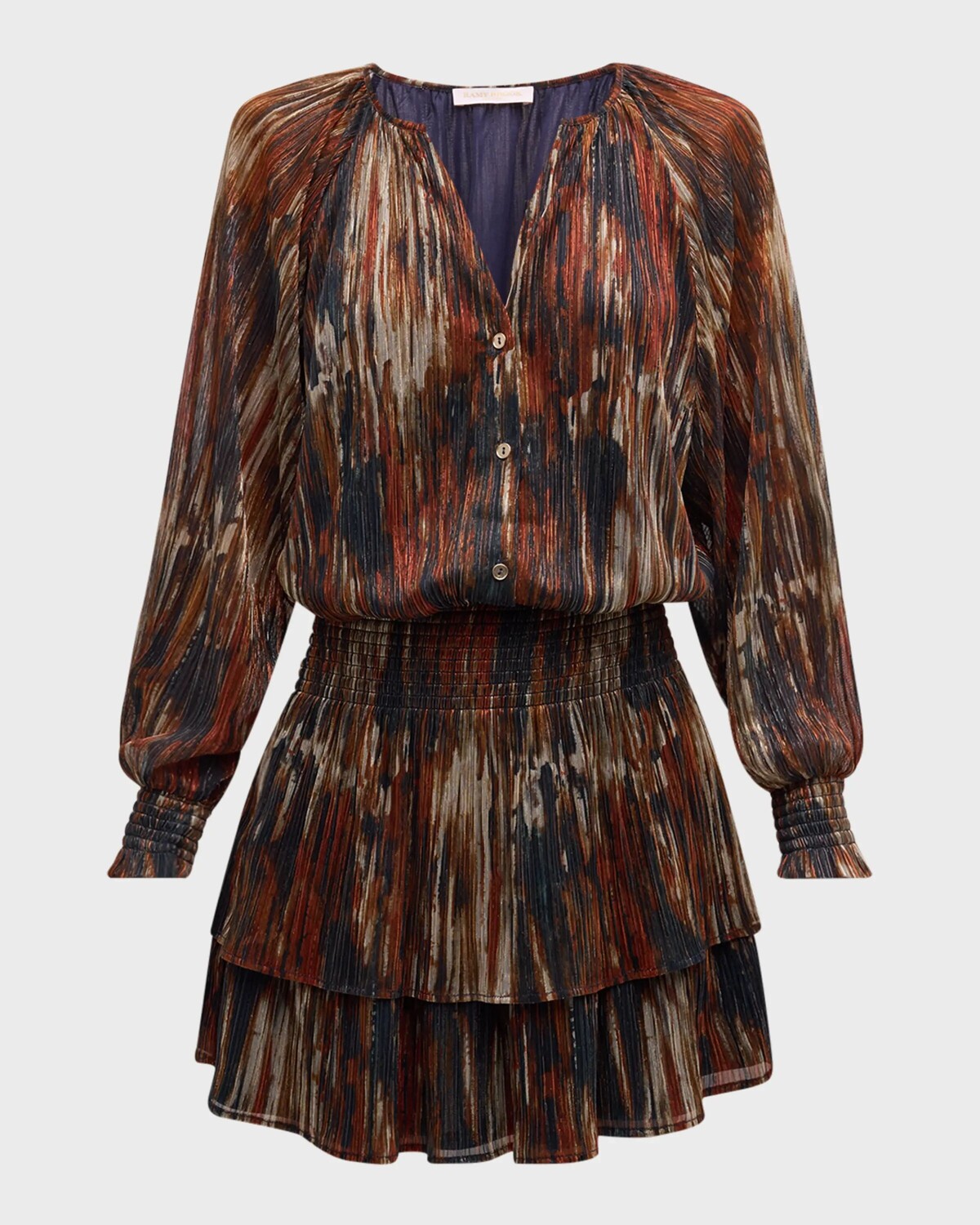 

Многоярусное мини-платье Malcolm Ramy Brook, цвет Saddle Multi Knit
