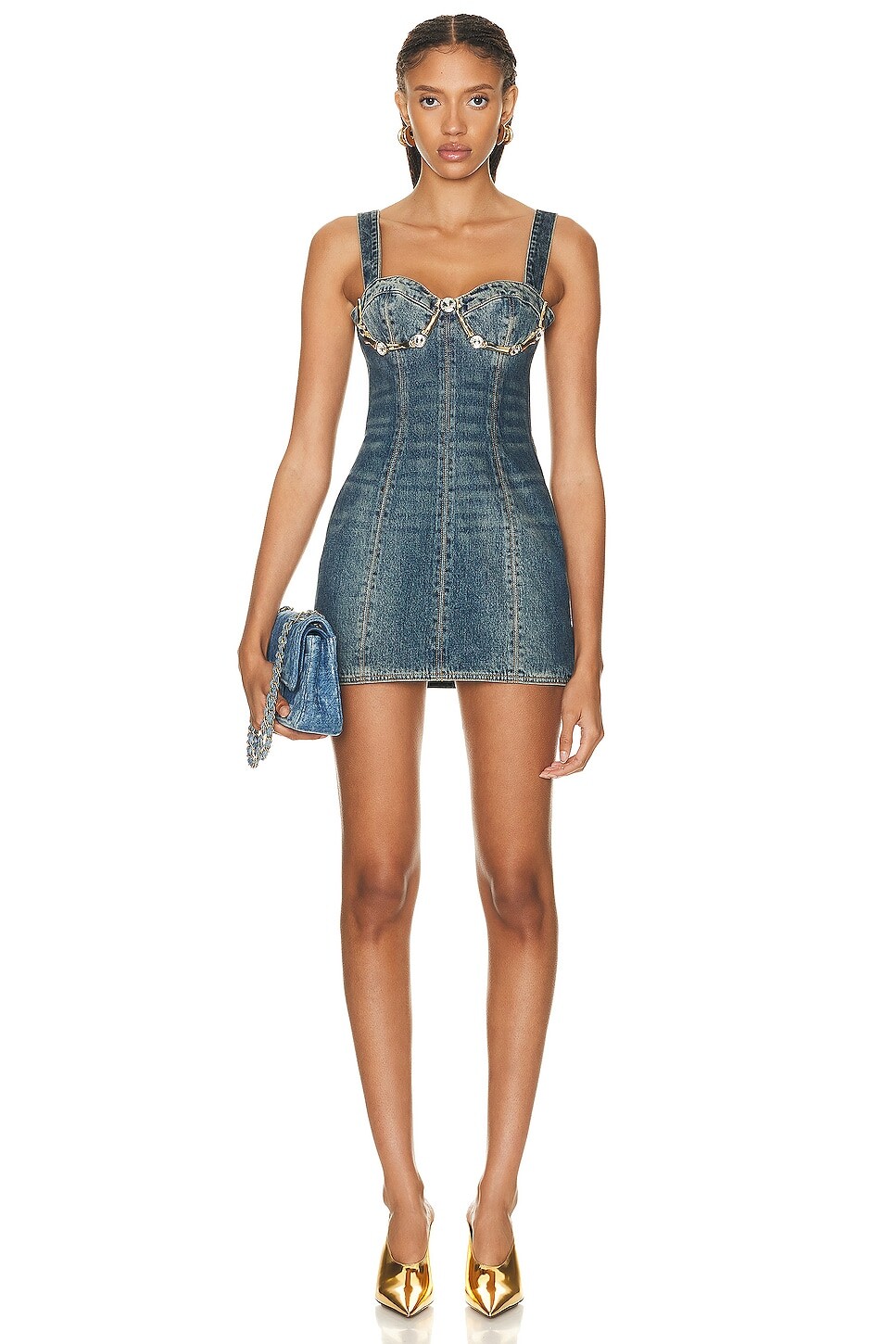 

Платье мини Area Crystal Claw Denim, цвет Vintage Indigo