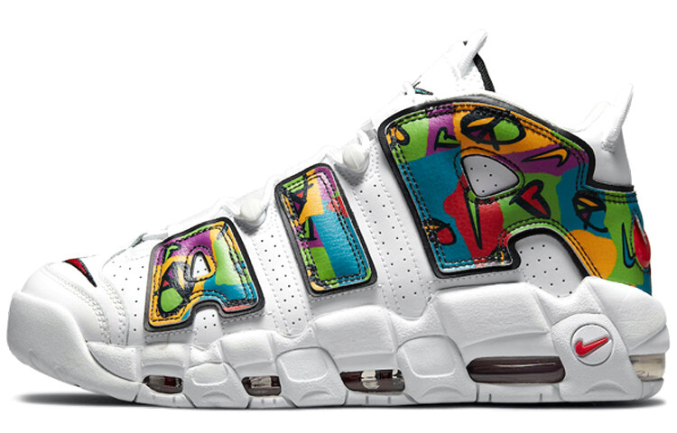 

Белые кроссовки Nike Air More Uptempo Peace, Love, Swoosh