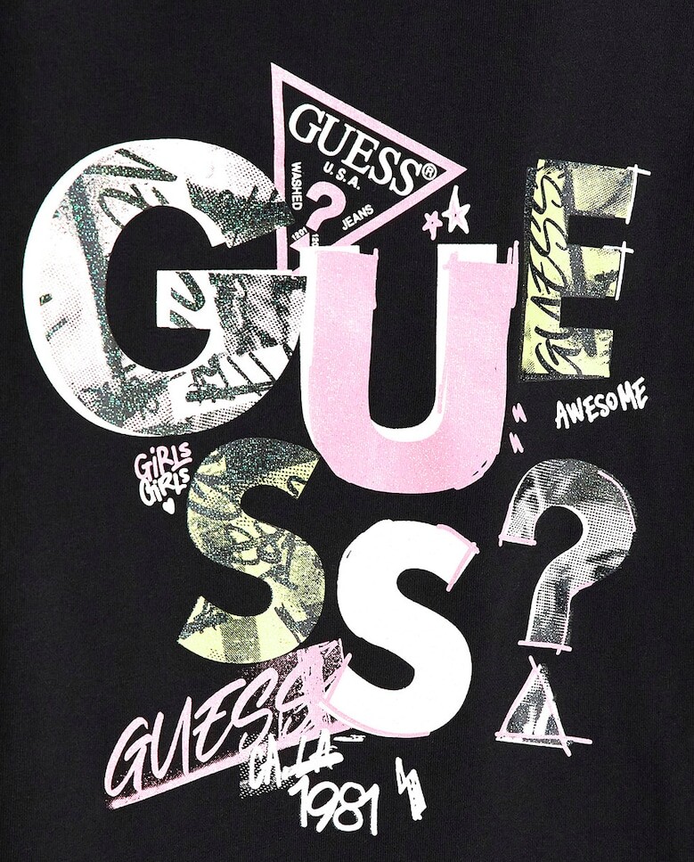 

Футболка с длинным рукавом для девочки и большим логотипом Guess, черный