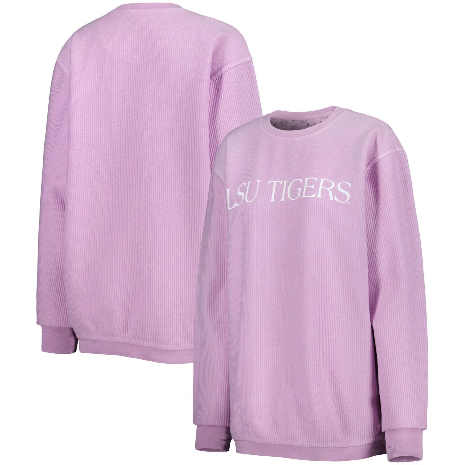 цена Женский пуловер с принтом Pressbox Purple LSU Tigers, удобный вельветовый пуловер с принтом, толстовка
