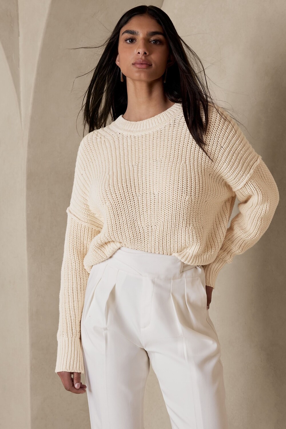 

Хлопковый свитер Tiernan Banana Republic, белый