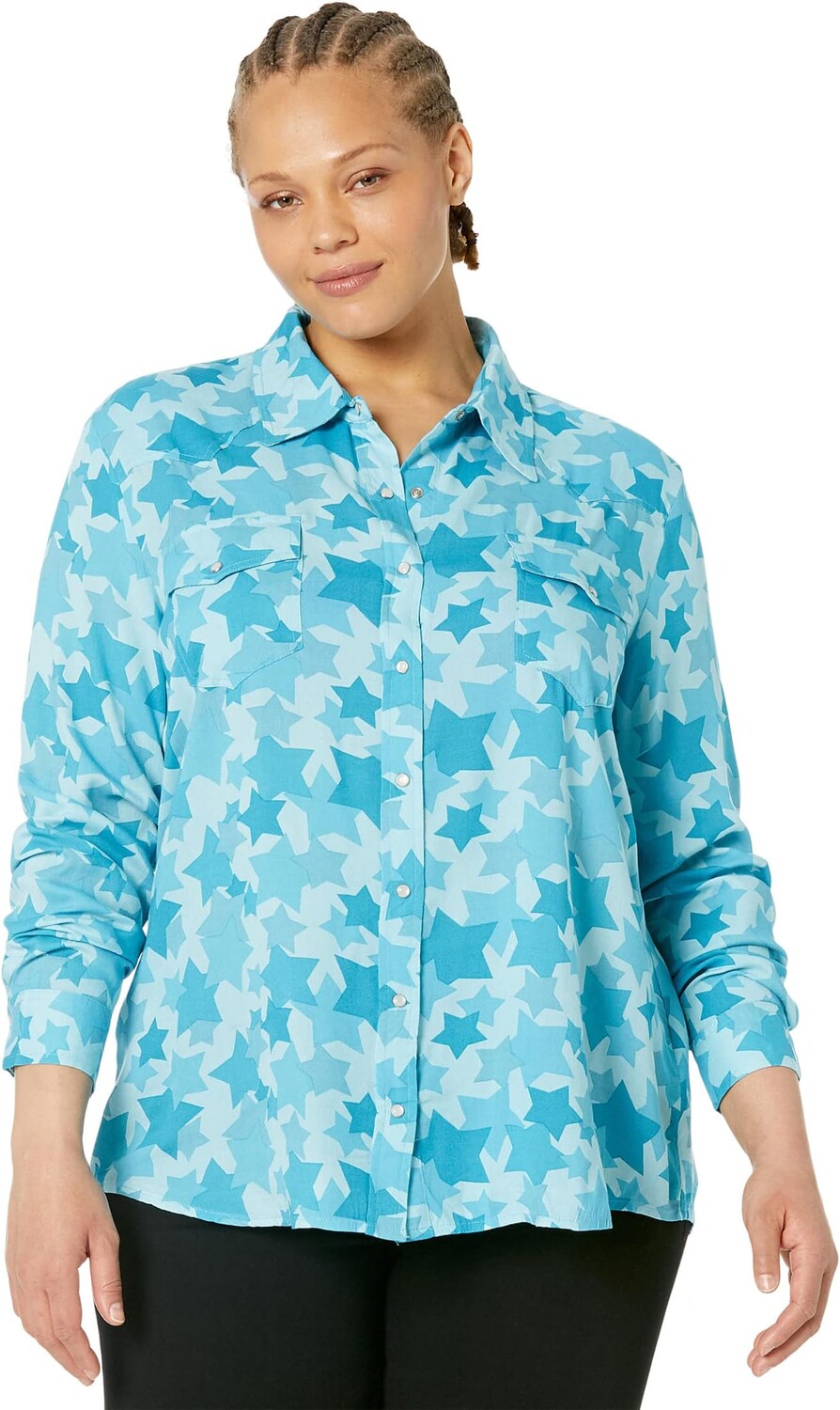 

Рубашка Roper Plus Size Rodeo Star Printed Rayon Western Blouse w/ Snaps, синий