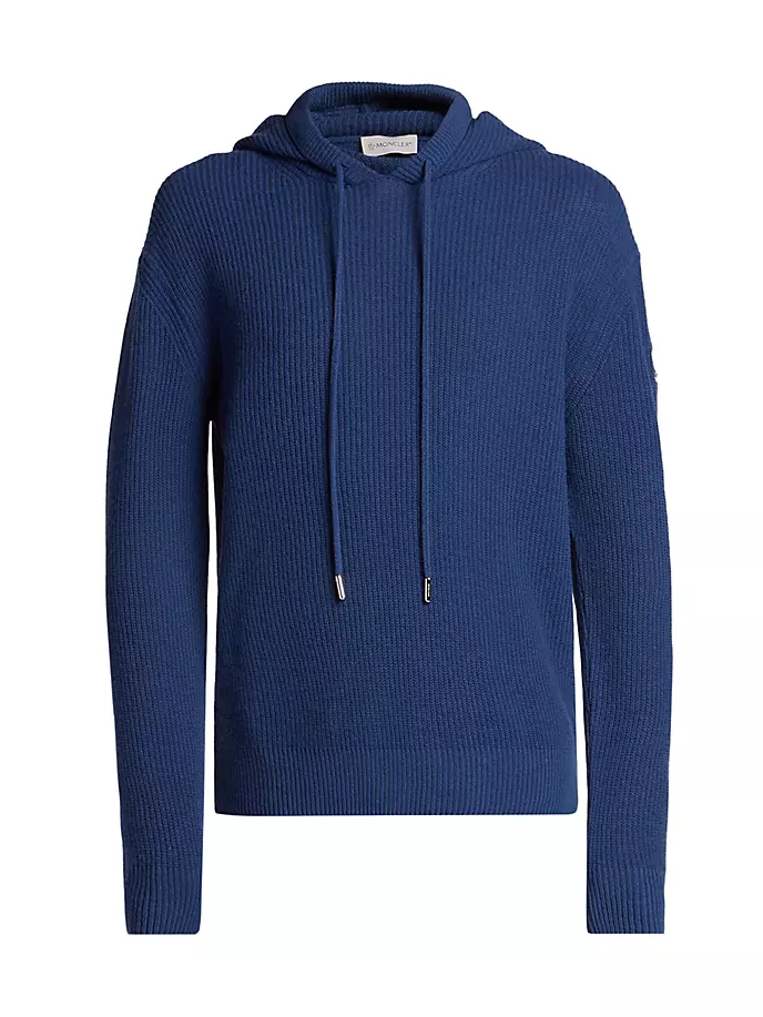 

Свитер с капюшоном из шерсти и кашемира Moncler, темно-синий