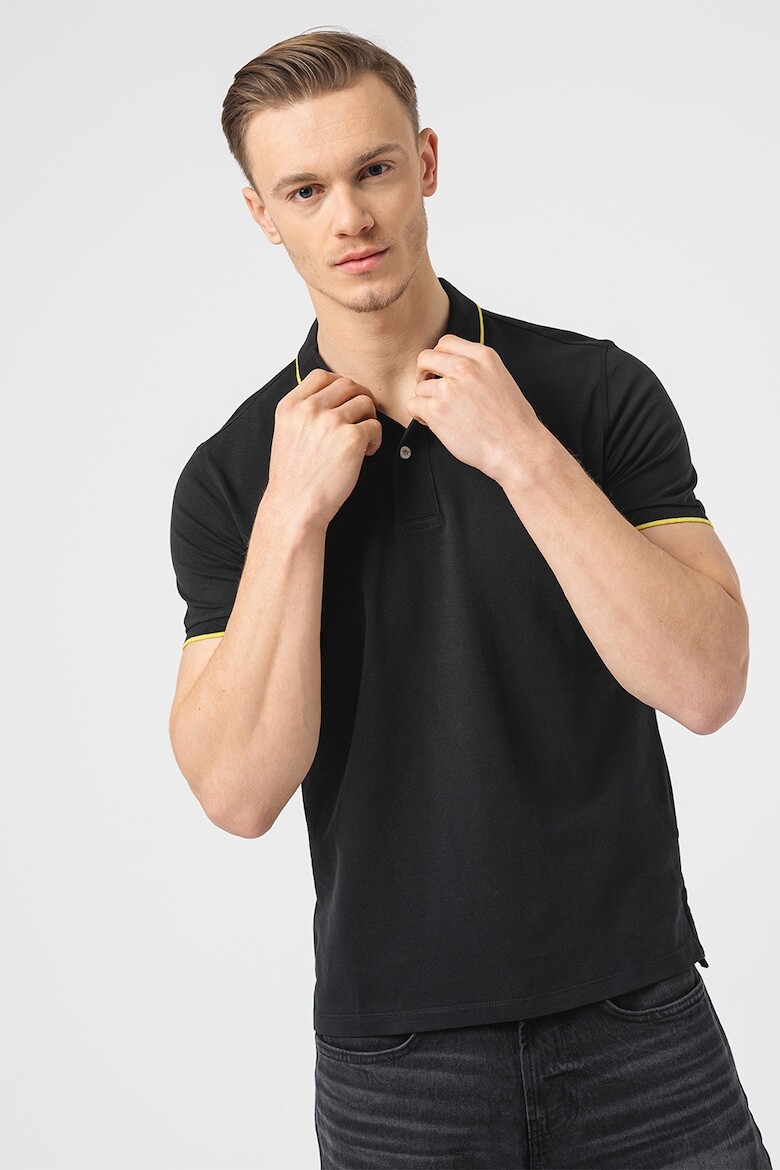 

Хлопковая футболка с воротником и контрастным логотипом U S Polo Assn , черный