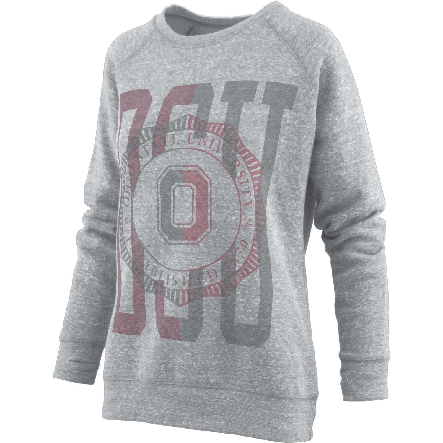 

Женский пуловер Pressbox Heather Grey Ohio State Buckeyes Knobi с регланами