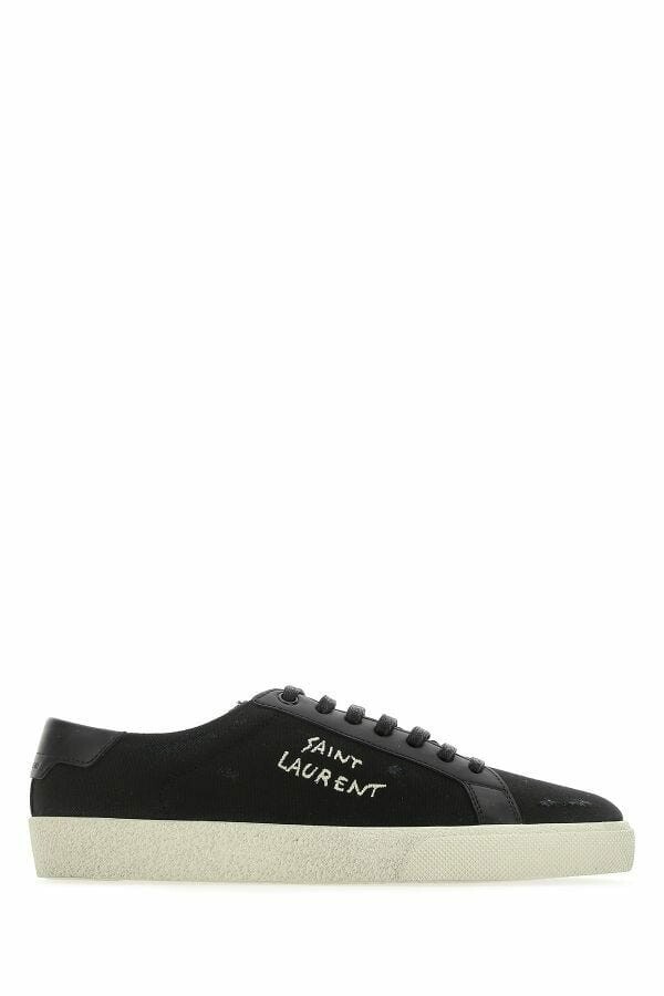 

Saint Laurent Низкие мужские кроссовки из ткани и кожи, черный