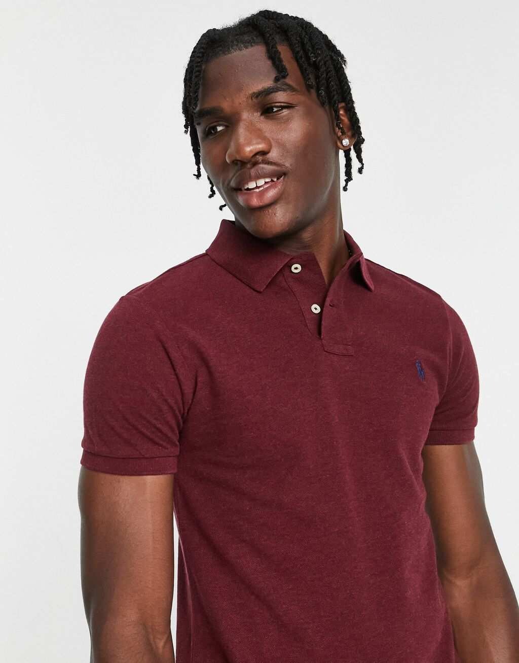 

Темно-бордовое поло из пике узкого кроя с логотипом Polo Ralph Lauren