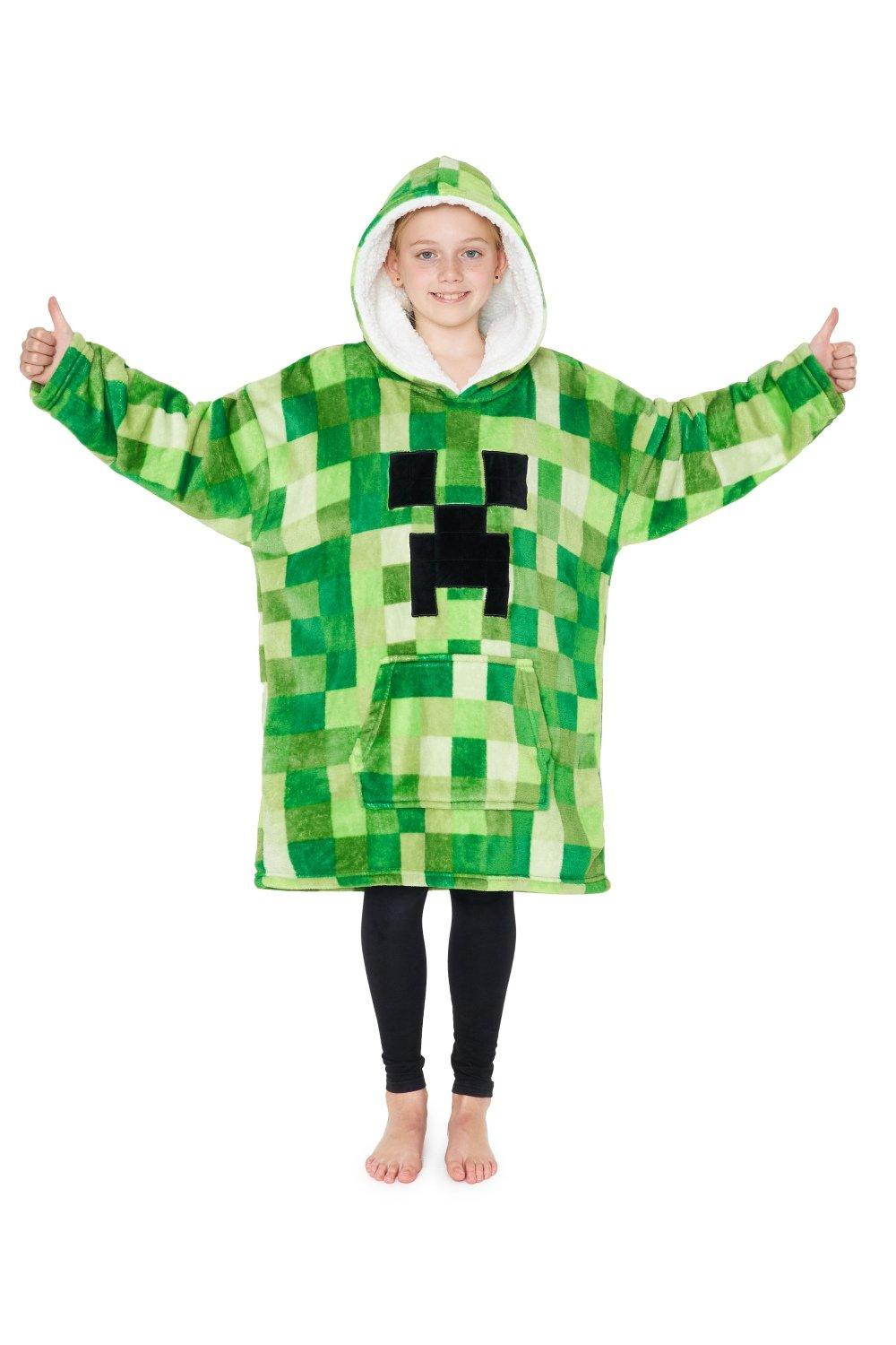 Объемное пончо с капюшоном Minecraft, зеленый