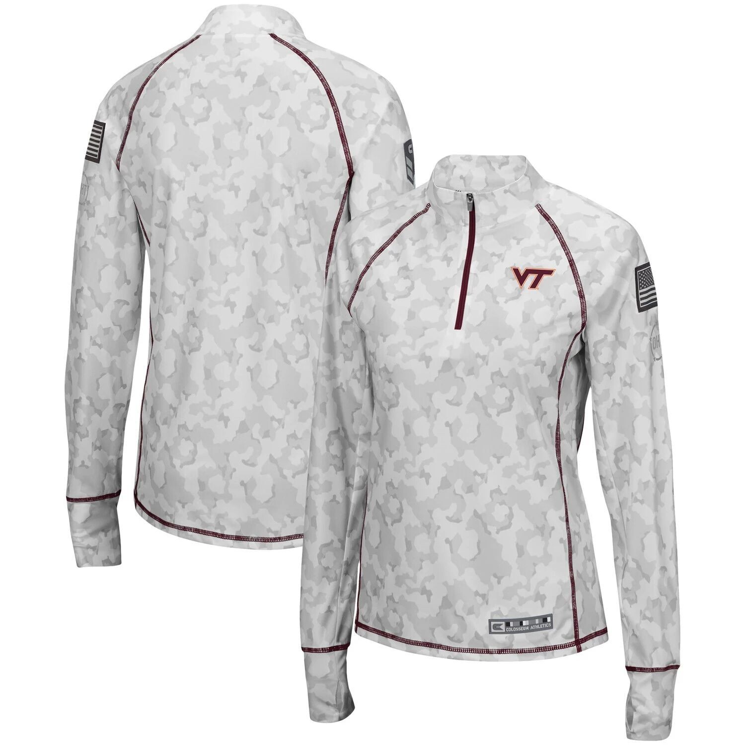 

Женская куртка Colosseum White Virginia Tech Hokies OHT Military Appreciation Officer Arctic Camo с молнией 1/4 Colosseum