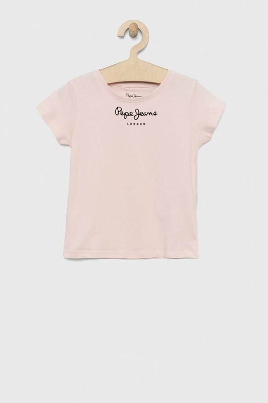 

Детская хлопковая футболка Pepe Jeans, розовый