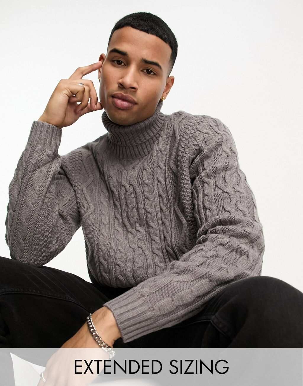 

Темно-серый джемпер с высоким воротником ASOS DESIGN