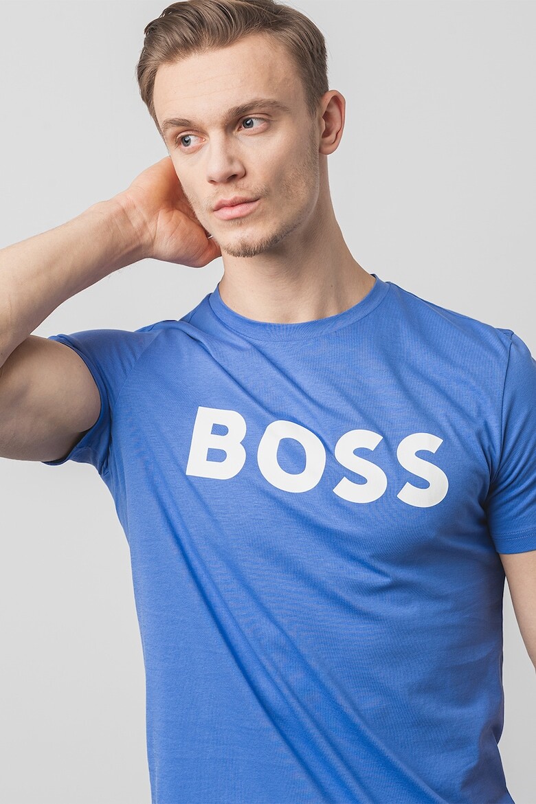 

Хлопковая футболка Thinking с логотипом Boss, синий