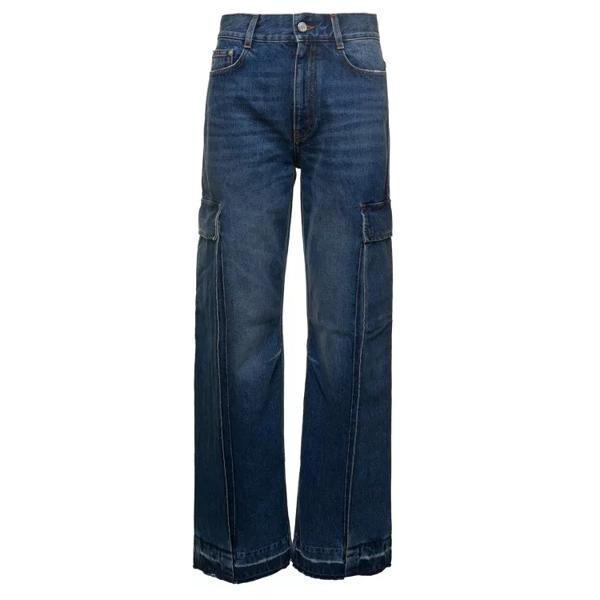 

Джинсы flare cargo jeans with logo patch in cotton d Stella Mccartney, синий