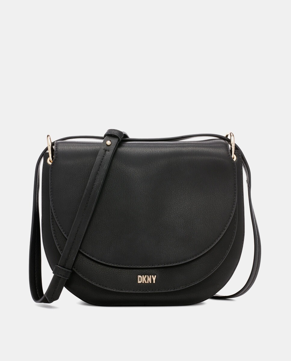 

Черная кожаная сумка через плечо Gramercy с клапаном среднего размера DKNY, черный