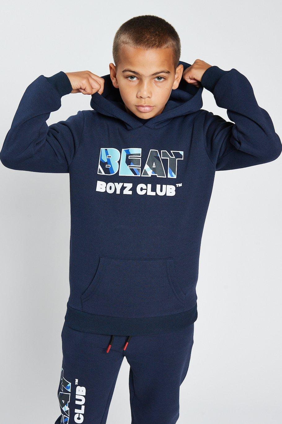 цена Толстовка с геометрическим принтом 'Wavefront' и логотипом Beat Boyz Club, темно-синий