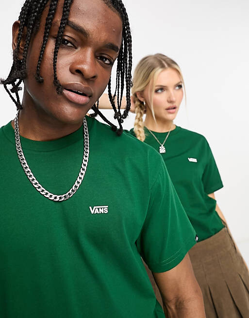 

Зеленая футболка унисекс с логотипом на левой стороне груди Vans