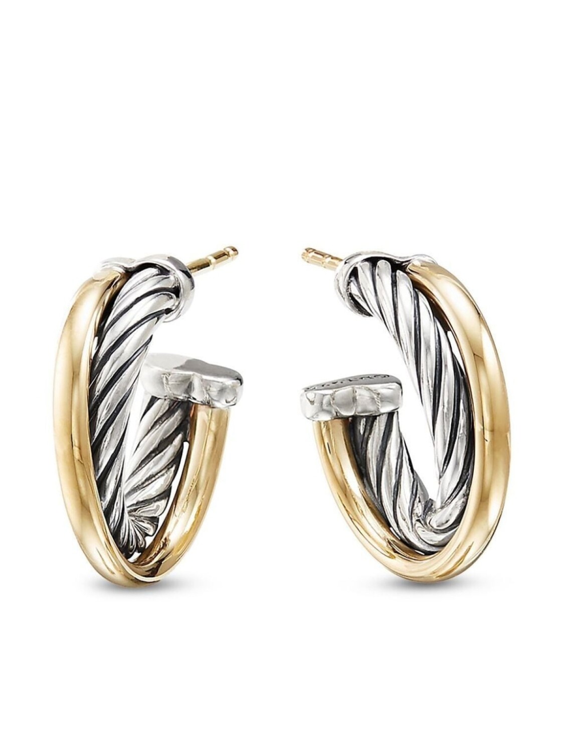 

Серьги-кольца Crossover из желтого золота и серебра David Yurman, серебряный