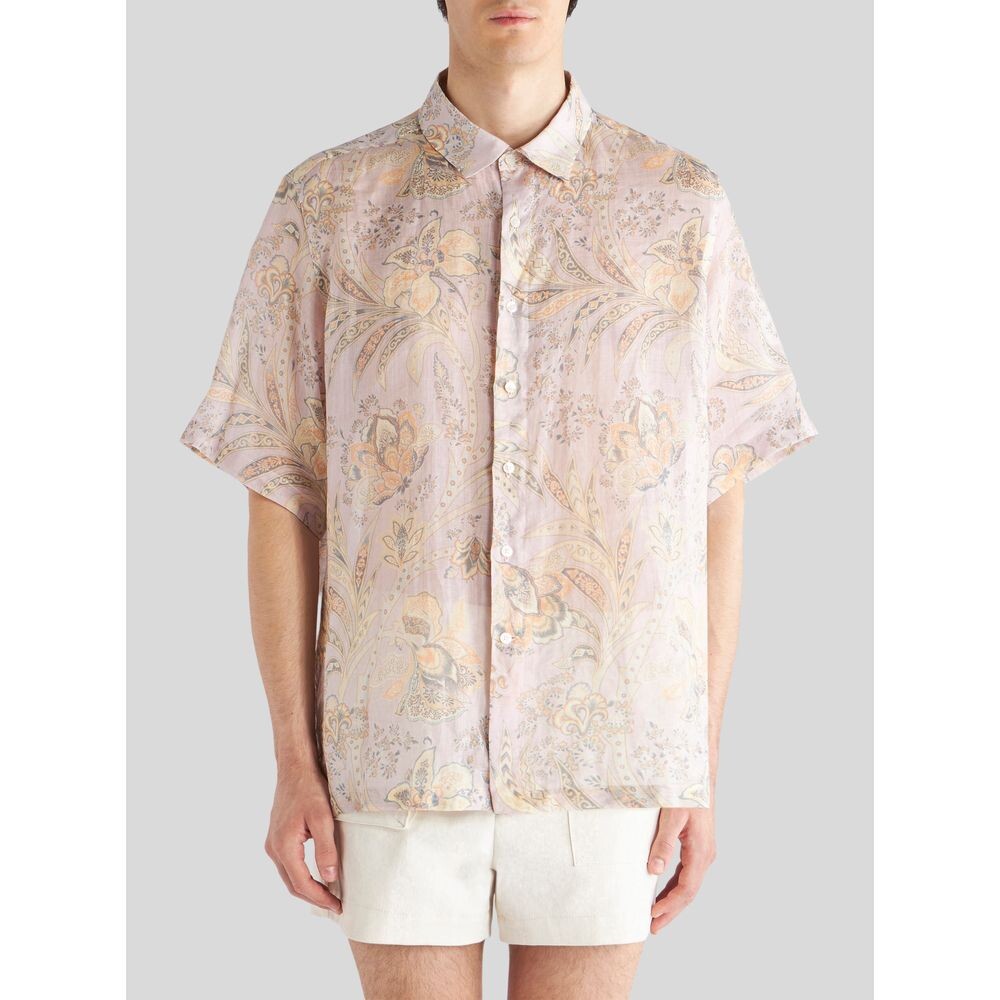 

Лиственная рубашка с короткими рукавами Etro, фиолетовый